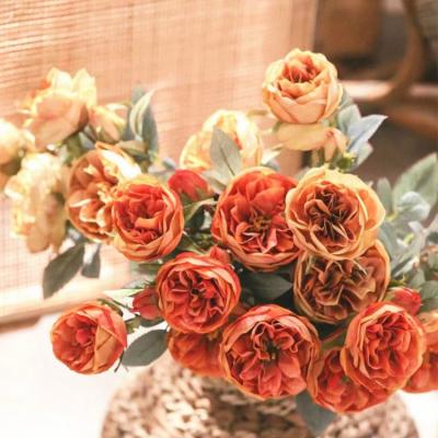 China Realistic Flower Roses Decoration Wedding Factory Price Artificial Dusty Rose Flowers for sale