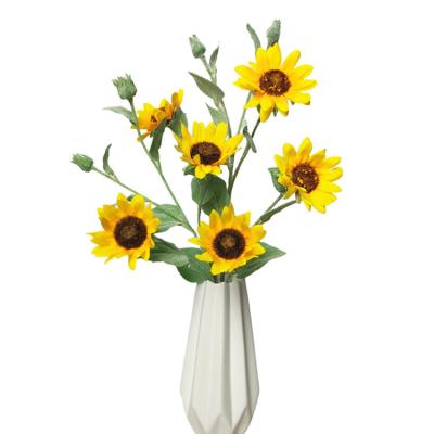 China Realistic Small Fake Sun Flowers Bulk Realistic Long Stem Artificial Sunflowers for sale