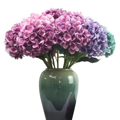 China Real touch Artificial Silk 5 Heads Hydrangea Flower Bouquet For Home Decoration for sale