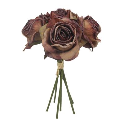 China 9 Heads Realistic Silk Rose Bush Artificial Flowers for Wedding Decoration Home Decor for sale