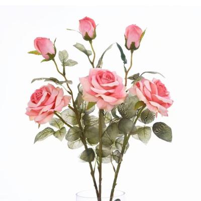 China Realistic Hot Sale Latex Rose Single Artificial Flower Real Touch Colored For Weeding Home Decor for sale