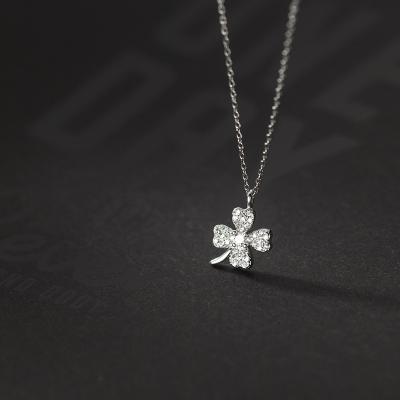 China 925 Sterling Silver Fashion Charming Four Leaf Flower CZ Environmental Friendly Pendant Necklaces For Women Wedding Fine Jewelry for sale