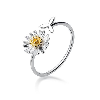 China Wholesale S925 Sterling Silver Ring Fashion Party Gifts Environmental Friendly Jewelry Open Daisy Flower Rings For Women for sale