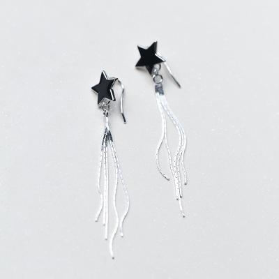 China Black Environmental Friendly Star Fashion 925 Sterling Silver Tassel Drop Earrings Silver Earrings Jewelry for sale