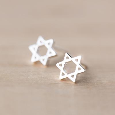 China 2019 Fashion 925 Sterling Silver Hollow Hexagon Stud Earrings Women Environmental Friendly Jewelry for sale