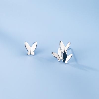 China Eco-Friendly Fashion Minimalist Asymmetric Ear Studs Earrings Silver Gold And Color Silver Butterfly Cute Animal Earrings For Women Gifts for sale