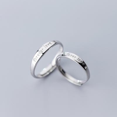 China New Fashion 2019 Environmental Friendly Women Couple Rings 925 Sterling Silver Zircon Wedding Women Men Letter Rings Jewelry for sale