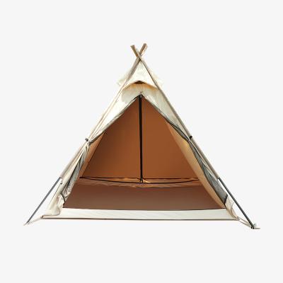 China Straight Tying Type Customized Portable Waterproof Glamping Pyramid Outdoor Family Cotton Indian Camping Tent for sale