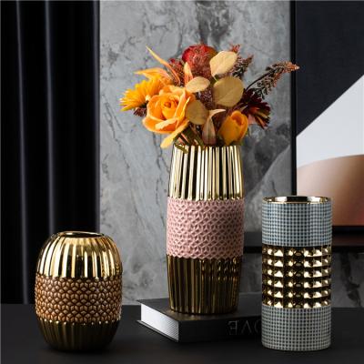 China Minimalist Home Centerpiece Decoration Art Porcelain Flower Vases Embossed Handworked Ceramic Modern Luxury Vase For Decor for sale