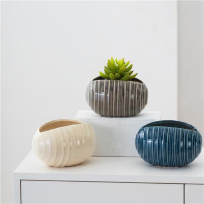 China Mini Cactus Planters Design Sea Shell Shape Ceramic Planter Flower Pots Modern Unique Succulent Tabletop Succulent Home Decor for sale