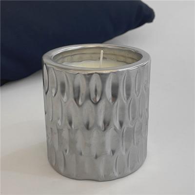 China Christmas Design Decoration Candle Ceramic Jars Ribbon Table Container Home Wholesale Popular Decorative Home Decoration for sale