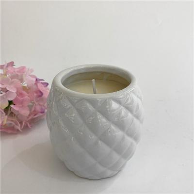 China Custom white votive handmade unique design home decor candle logo decoration ceramic candle jars for candle for sale