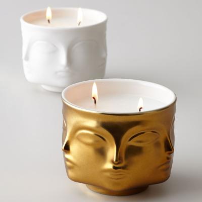 China Modern Home Decoration Candle Vessel Container Gold Muse Luxury Empty Candle Jars White For Candle for sale