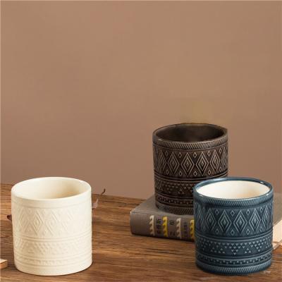 China Wholesale Modern Home Decorative Cylinder Candle Wedding Decoration Empty Ceramic Candle Jars Home Bulk Ship for sale