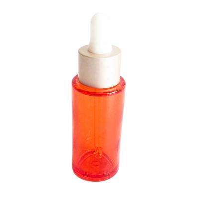 China 30ml PETG Cosmetic Plastic Empty Cosmetic Essence Amber Bottle With Pipette Dropper Glass Cylinder for sale