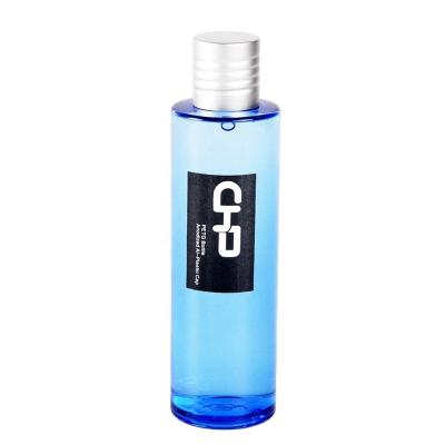 China Cosmetic high quality blue 120ml petg screw cap plastic bottle for toner and make up solvent for sale