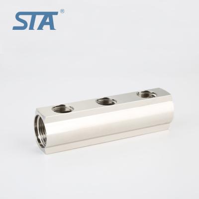 China STA forged modern sand and nickel plated blast with female threaded holes china supplier brass manifold for sale