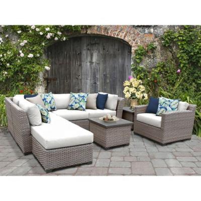 China Eco-freindly Wicker Rattan Patio PE Furniture Set 7 Piece Outdoor Black Couch Conversation Rattan Sofa Chair Seat Set for sale