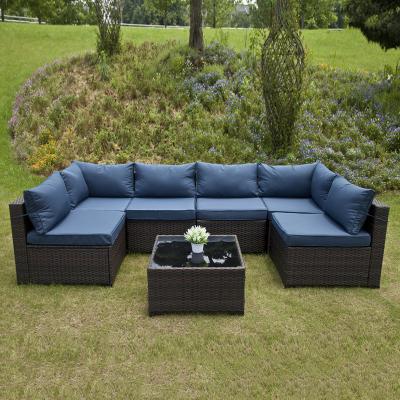 China Eco-freindly Outdoor Patio Furniture Set Rattan Wicker Patio Dining Table Set Garden Conversation Sofa Set for sale