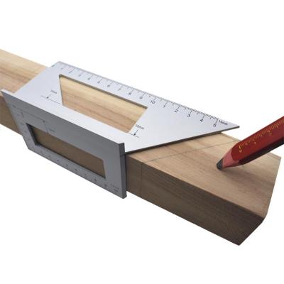 China Metal Square Gauge for Woodworking 90/45 Degree Square Layout Miter Angle Measuring T Ruler Aluminum Alloy 3D Miter Scriber Gauge for sale