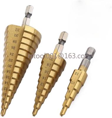 China 3pcs HSS 4-12 Titanium Woodworking Titanium Drill Bits 4-20 4-32 Drill Bits 4-20 4-32 Metal Hole Cutter Cone Drilling High Speed ​​Steel Wood Drill Bits for sale