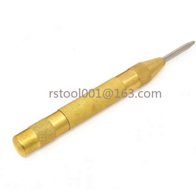 China Center punch - 5 inch brass spring loaded center punch with adjustable tension, craft tool for metal or wood T00065 for sale