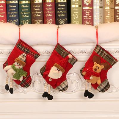 China Christmas Decoration Custom Factory Direct Cheap Price Christmas Stockings Christmas Party Decoration Prop 22*15cm Santa Claus Elk And Snowman for sale