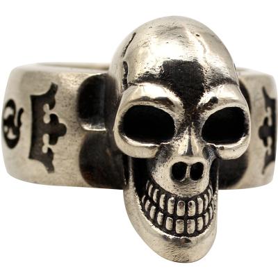 China Neo Punk Gothic Hip Hop Iced Out Hot Brand New Style S925 Sterling Silver Motorcycle Punk Diablo Smiling Skull Male Ring for sale