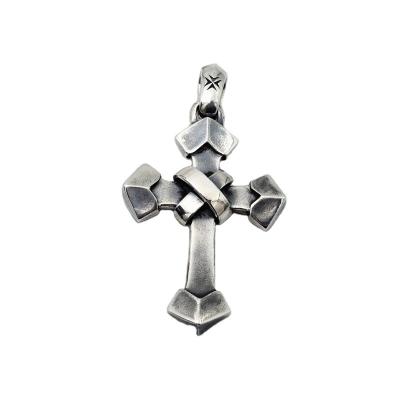 China Iced Out Goth Punk Hip Hop Style Retro Support Classics Custom 925 Triangle Cross Silver Wrapped Hip Hop Gothic Pendant For Men for sale