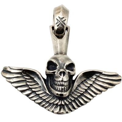 China Iced Out Goth Hip Hop Punk Style Retro Charm Personality Classic Skull Angel Gothic Devil Wing God S925 Sterling Silver Punk Pendant for sale