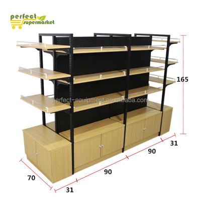 China Factory direct custom single sided any size cold rolled steel wooden supermarket shelf rack for store supermarket for sale