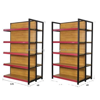 China Wholesale Custom Multi-Layer Wooden Single Sided Factory Store Supermarket Shelf Display Rack for sale