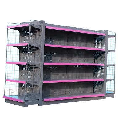 China Single and Double Sided Black Single Sided Supermarket Stand Supermarket Rack Panel Mall Supermarkets Shelf Metal Product Wholesale Retail for sale