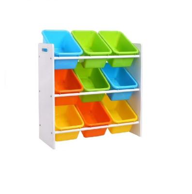 China Modern Hot Selling Kids Toy Storage Organizer With 9 Plastic Bins for sale