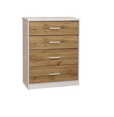 China Simple Wood Home Furniture Vertical Storage White Cabinet For Bedroom With 4 Drawers for sale