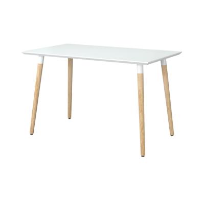 China Simple Design Modern Nordic Cheap Wooden Dining Table With Solid Wood Legs for sale