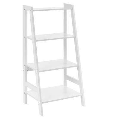 China 4 Tier Modern Simple White Shelf Bathroom Wooden Tower Shelf for sale