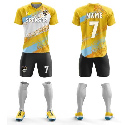 China Square 2205 22/23 New Design Yellow Club Team Soccer Jersey Shirt Soccer Uniforms Sublimation Jersey Soccer Man Wear Custom Kids for sale