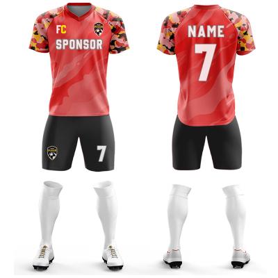 China Sets model 2045 free design good quality custom sublimation football wear club team football jersey shirt soccer uniforms jersey kits for sale