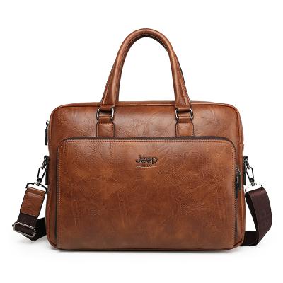 China Wholesale Business Travel Bag Fashion Stretching Men's Leather Briefcase Bag Avocado Business Laptop Briefcases for sale