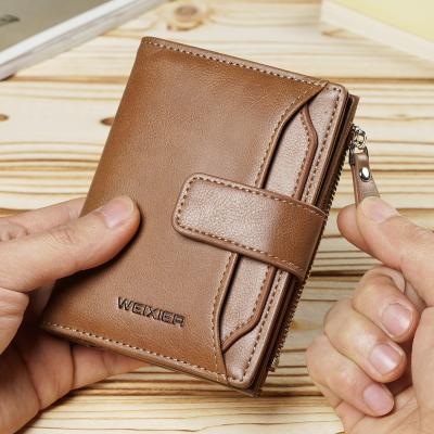 China WEIXIER men's wallets men's wallets WEIXIER logo zipper PU money waterproof custom short coin purse slim leather for sale