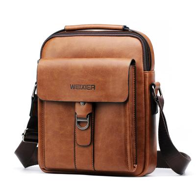 China Factory Direct Vintage Sling Shoulder Bags Daily Used Casual Waterproof PU Leather Cross - Body Messenger Bag For Men for sale