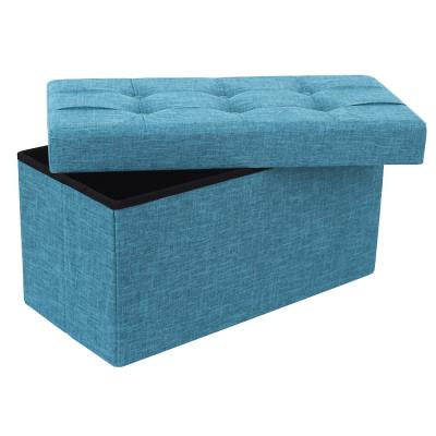 China Modern Home Furniture Faux Foldable Storage Customized Canvas Foldable Bench With Six Buttons for sale