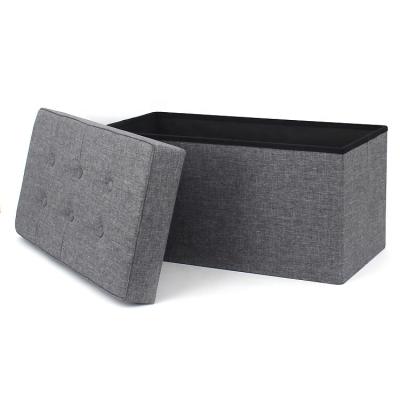 China RTS Practical Modern Canvas Furniture Living Room Faux Foldable Storage Bench Foldable With Six Buttons for sale