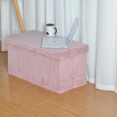 China Professional Foldable Ottoman Manufacturer Pink Modern Velvet Bench Stool With Storage for sale