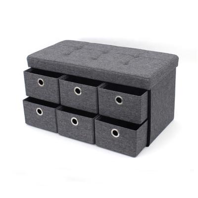 China Modern Home Furniture Faux Storage Stool Foldable Customized Canvas Foldable Bench With Six Drawers for sale