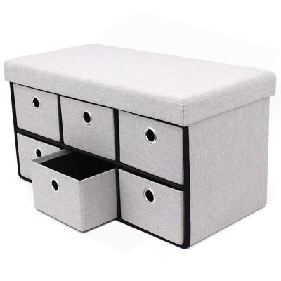 China Customized Foldable Foldable Storage Stool Ottoman Living Room Furniture Sets For Space Saving for sale