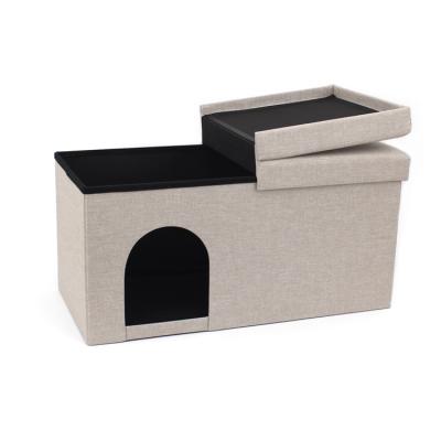 China Collapsible Foldable Stool House Pet House RTS Cloth Storage Stool Box For Pet House for sale