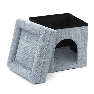 China Customized Canvas Stool Collapsible Collapsible Folding Stool Fabric Storage Foldable Pet Home Stool Furniture Storage for sale