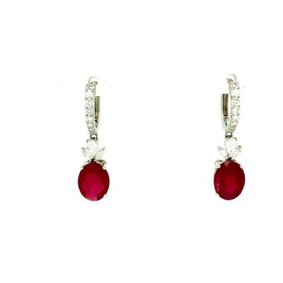 China 2021 Other Wholesale 18K White Gold Ruby With Diamond Cheap Earrings Convertible Sets For Women for sale